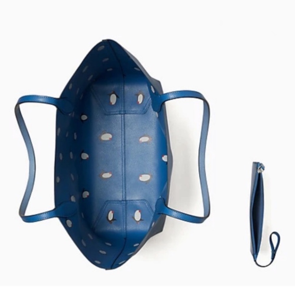 ❄️NWT 🐧 Kate Spade blue large tote ❄️ 🐧 arctic friends Reversible - Picture 6 of 13